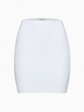 Babaton Andres Sculpt Knit Mini Skirt Ribbed White
